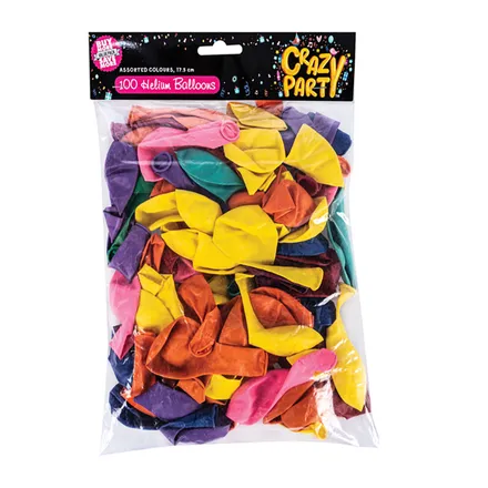 Assorted Colour Balloons, 100-Pack