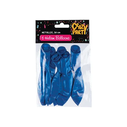 Metallic Blue Balloons, 6-Pack