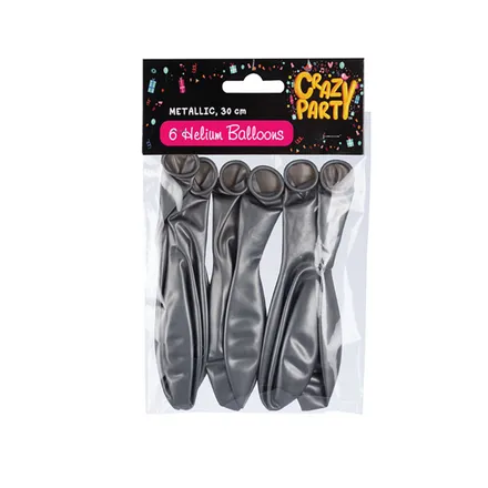 Metallic Silver Balloons, 6-Pack