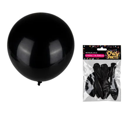 Metallic Black Balloons, 6-Pack