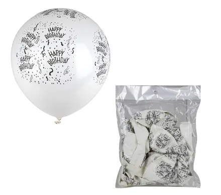 White Happy Birthday Balloon, 1-Piece