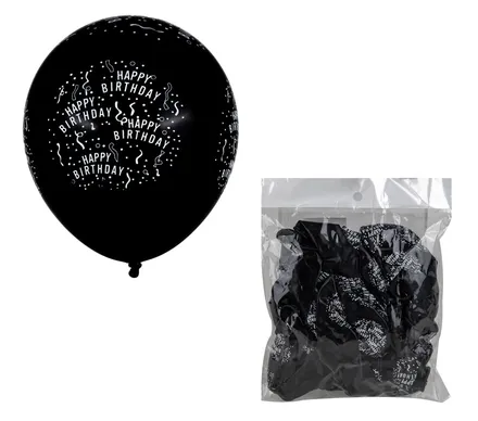 Black Happy Birthday Balloon, 1-Piece