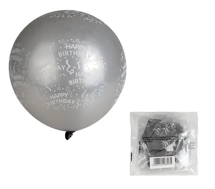 Silver Happy Birthday Balloon, 1-Piece