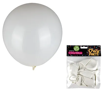 White 45cm Ballons, 6-Pack