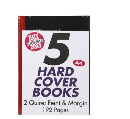 Hard Cover Book A4, 192-Pages, 5-Pack