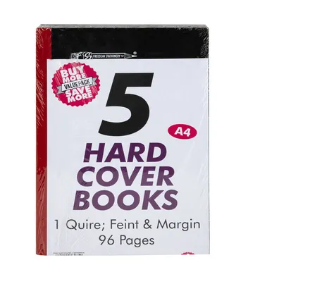 Hard Cover Book A4, 96-Pages, 5-Pack