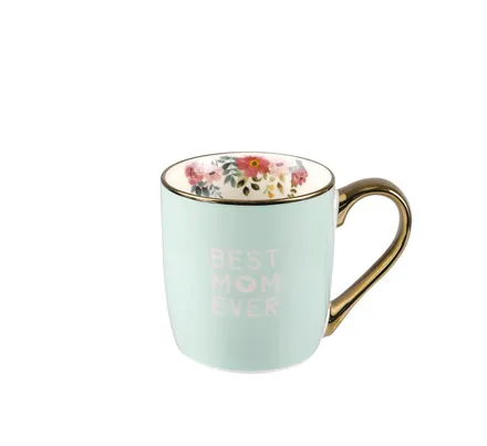 Best Mom Mug Gold Print Blue, 340ml