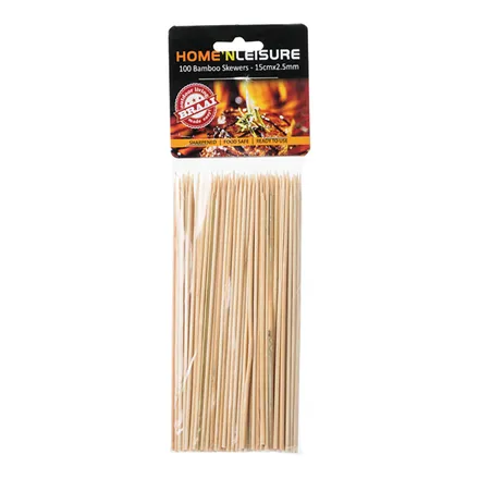 Bamboo Skewers 2.5mm X 15cm, 100 Pack