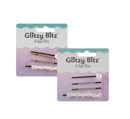 Hair Pins 4-Piece, Assorted