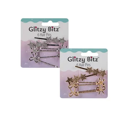 Hair Pins 6-Piece, Assorted