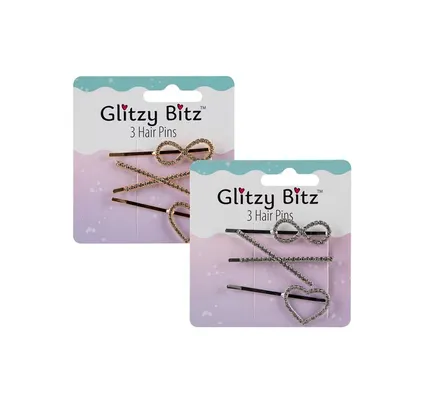 Hair Pins 3-Piece, Assorted