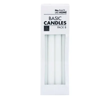 Basic White Candle, 8-Piece, 22.5cm