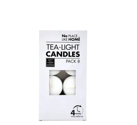 Tea Light Candles, 8-Piece, 14g White