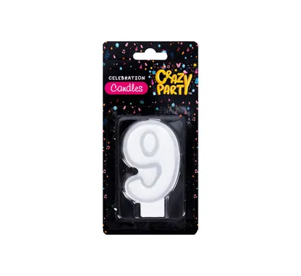 Birthday Candle, Silver Number, 9