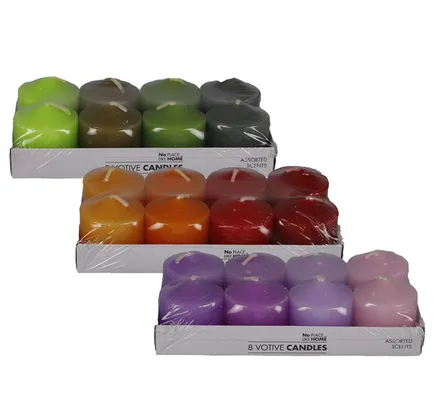 Votive Candles, 8-Piece Colours Scented