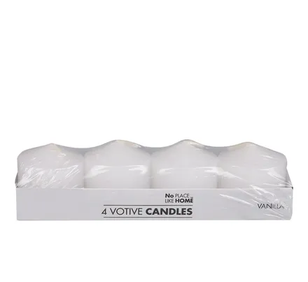 Votive Candles, 4-Piece, White Scented