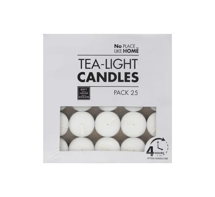 Tea Light Candles, 25-Piece, 14g