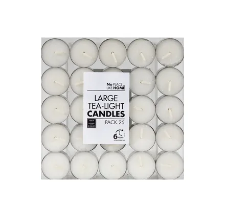 Tea Light Candles, Large, 25-Piece