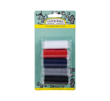 Sewing Thread 100m 5 Assorted Colours