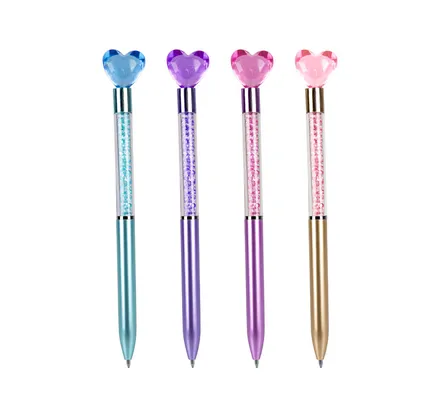 Novelty Heart Pen With Glitter