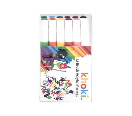 Acrylic Brush Tip Markers, 12-Piece