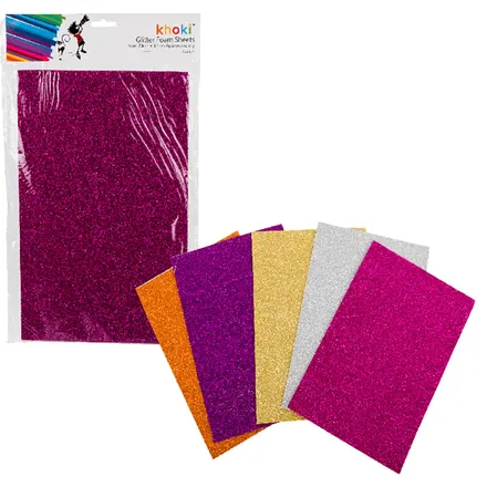 Glitter Foam Art Sheets, 5-Piece