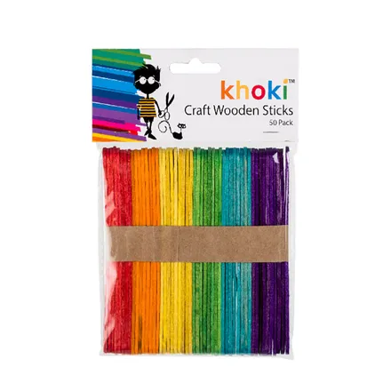 Wood Art & Craft Colour Sticks, 50-Piece