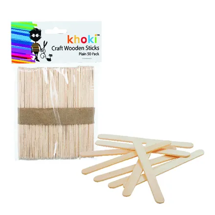 Wood Art & Craft  Plain Sticks, 50-Piece