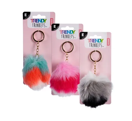 Key Chain Faux Fur 8cm Assorted Colours