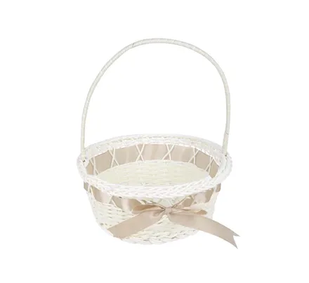 Woven Plastic Basket With Handle, 24cm