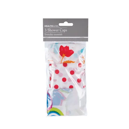 Pvc Shower Cap 3 Piece Assorted Designs