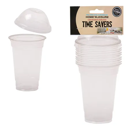 Plastic Dome Cups, 300ml, 10-Piece