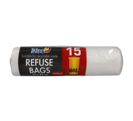 Refuse Bags Black, 75 X 95cm, 15-Piece