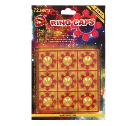 Gun Caps, Card Of 9 Rings