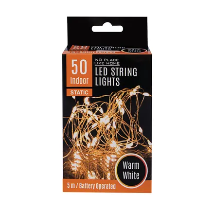 50 Bulb String Light Warm White, 5m