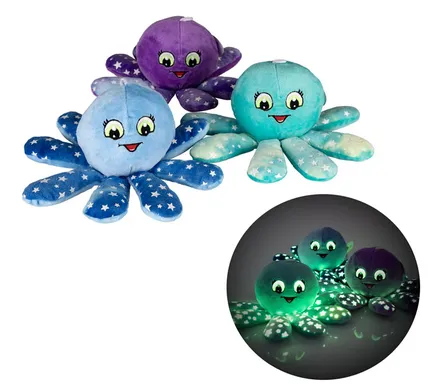 Stuffed Octopus, Glow In The Dark, 10cm