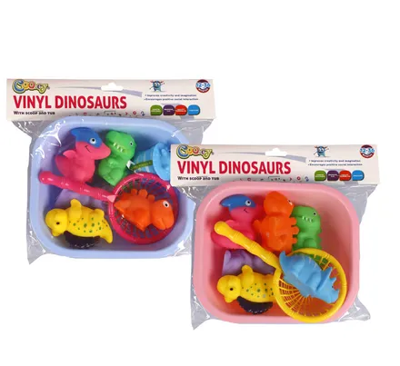 Bath Set With Vinyl Dinosaurs, 8-Piece