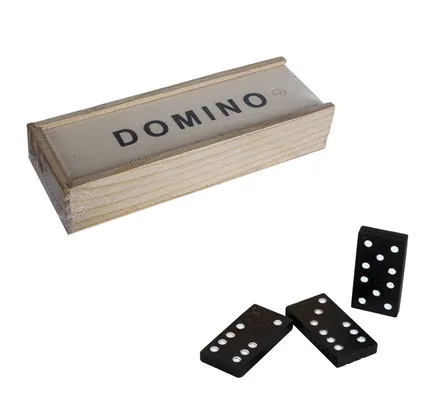 Wooden Dominoes Set In Wood Box