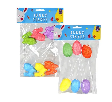 Glitter Easter Decor Stakes, 6-Piece