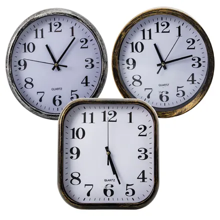 Plastic Wall Clock Square Or Round, 23cm