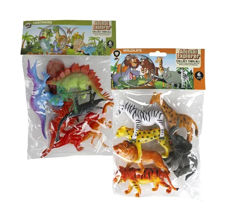 Dinosaurs, Farm Or Wild Animals, 6-Piece