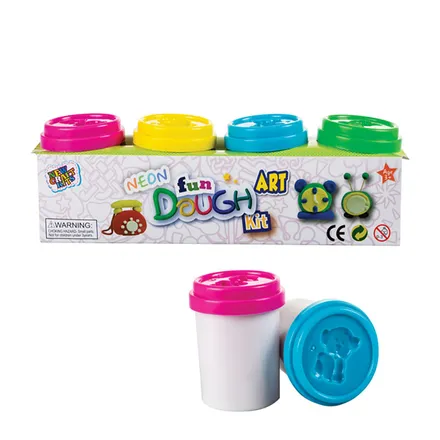 Neon Play Dough With Moulds, 4 X 60g Tub