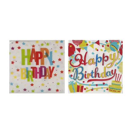 Serviettes 2ply 33cm 20pc Happy Birthday