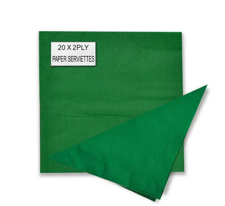 Serviettes 2ply 33cm 20pc Plain Green