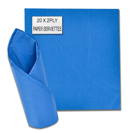 Serviettes 2 Ply, 33cm 20pc Plain Blue