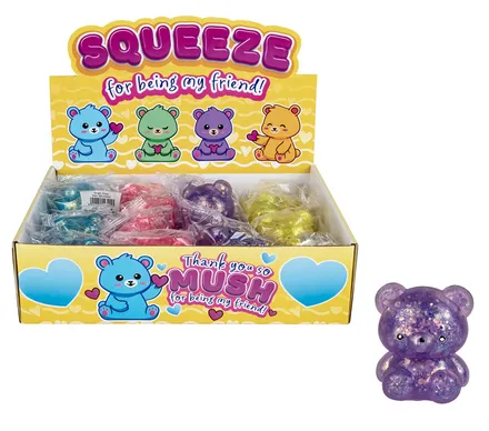 Novelty Squeezy Glitter Bear, 5cm