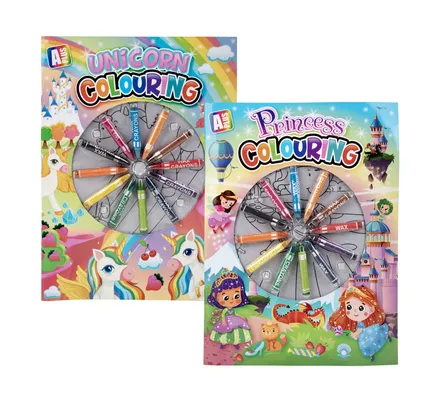 Girls Colouring Book With Wax Crayons