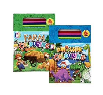 Boys Colouring Pad With Pencil Crayons