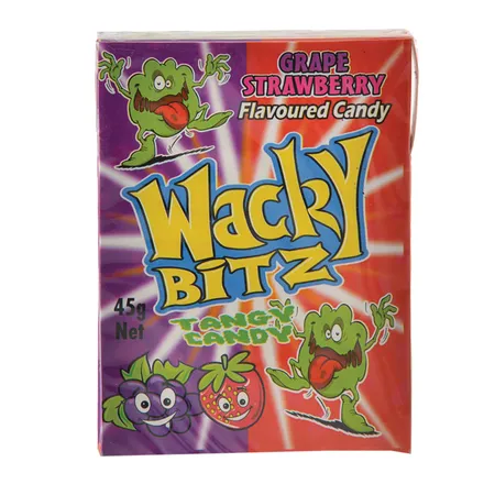 Wacky Bitz Grape Or Strawberry, 45g